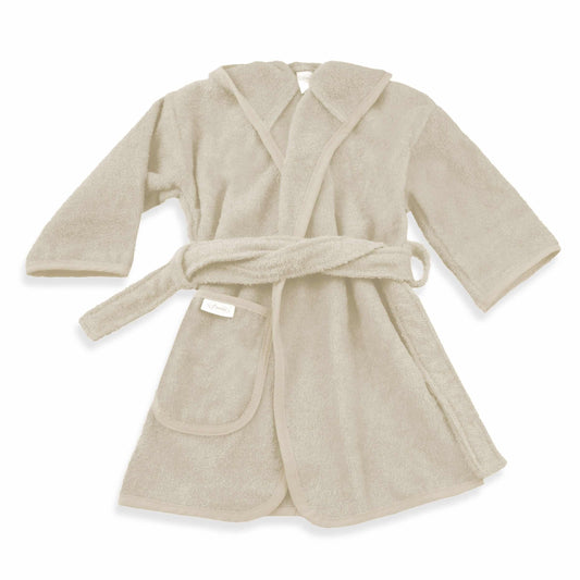 Pretletter Badjas met naam badstof kind beige