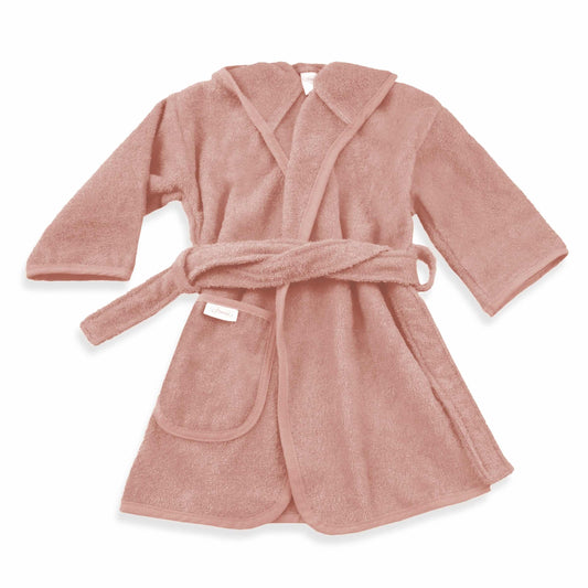 Pretletter badjas badstof met naam kind roze