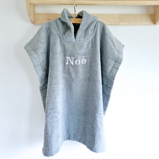 Pretletter poncho badstof kind blauw