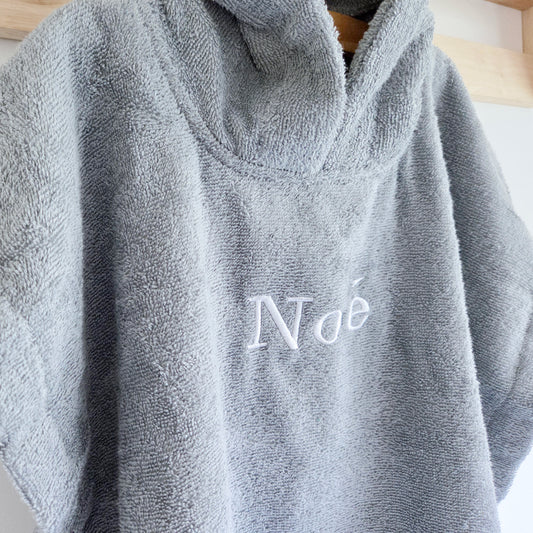 Pretletter poncho badstof kind blauw