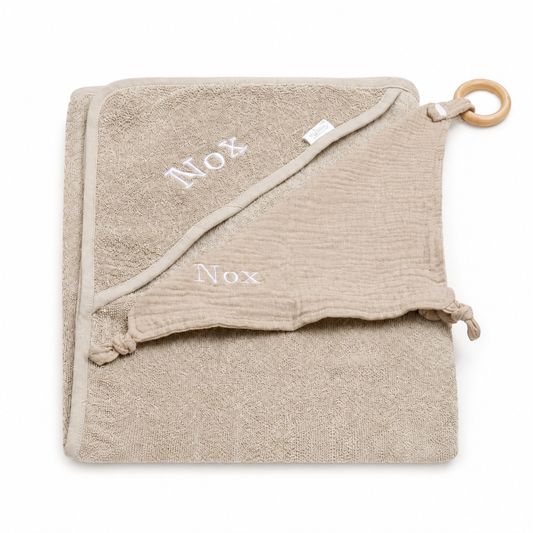 Hydrofiel knuffeldoekje met naam - beige