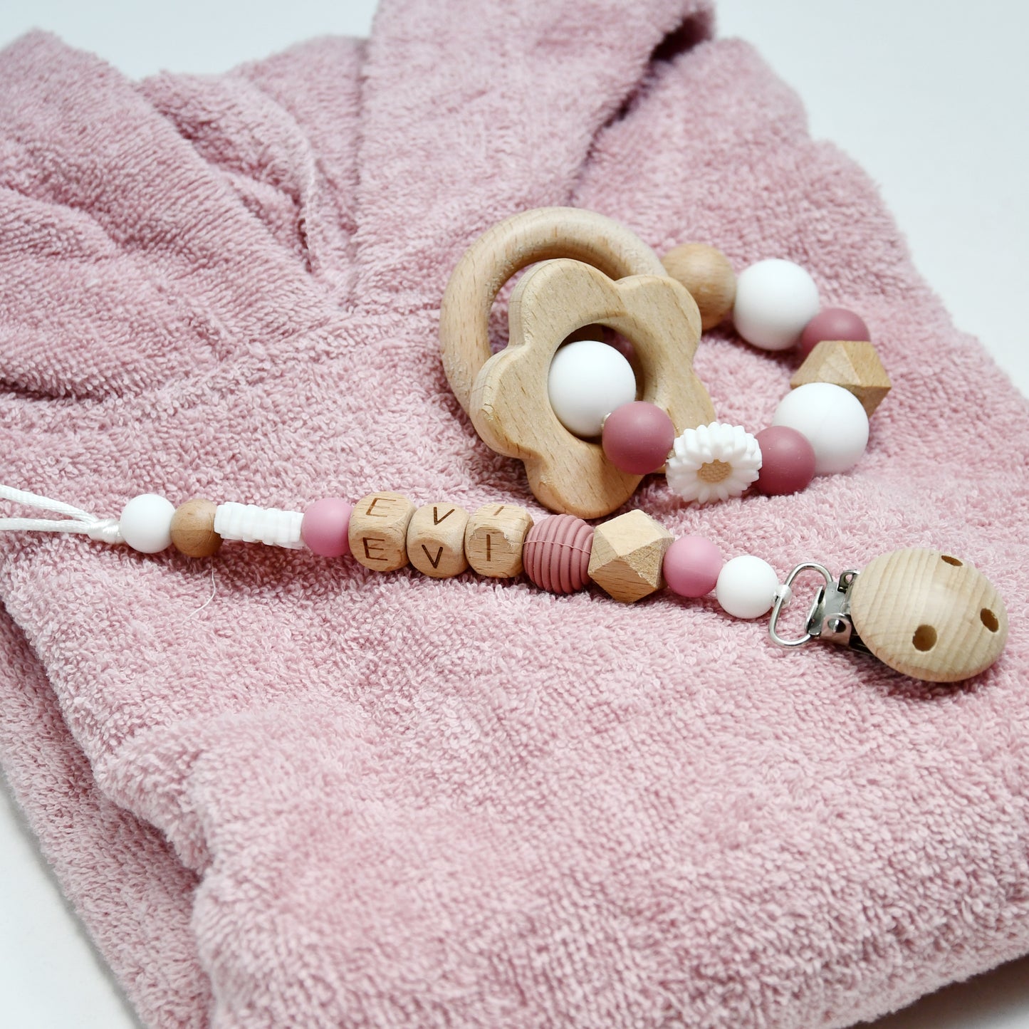 Poncho met naam - roze
