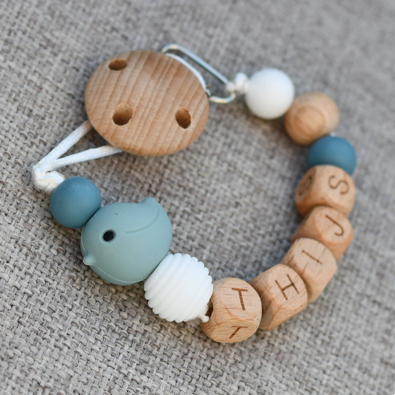 Speenkoord naam hout - Blauw vogel