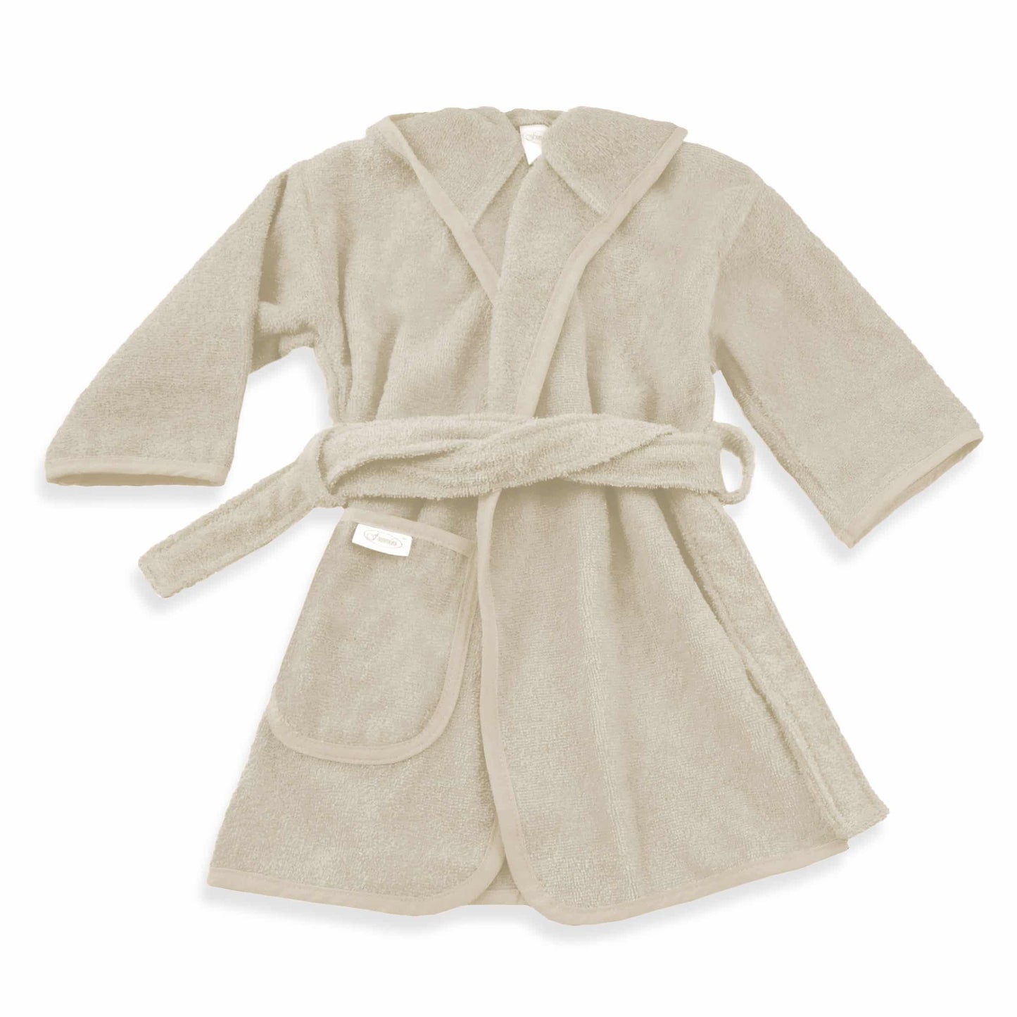 Pretletter Badjas met naam badstof kind beige