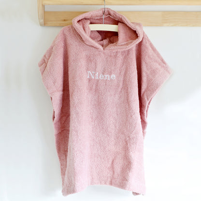 Poncho met naam - roze