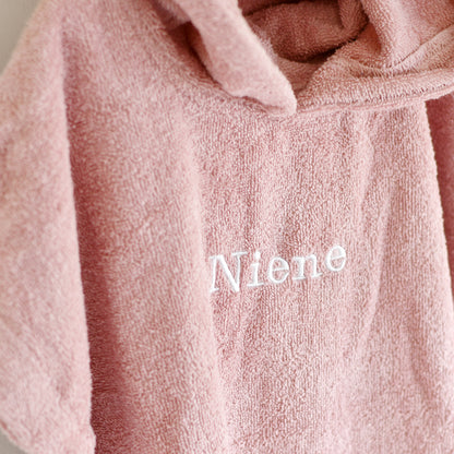 Poncho met naam - roze