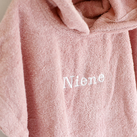 Poncho met naam - roze