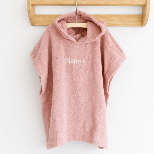 Poncho met naam - roze
