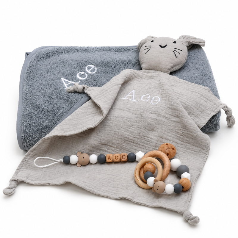 Badcape met naam - blauw