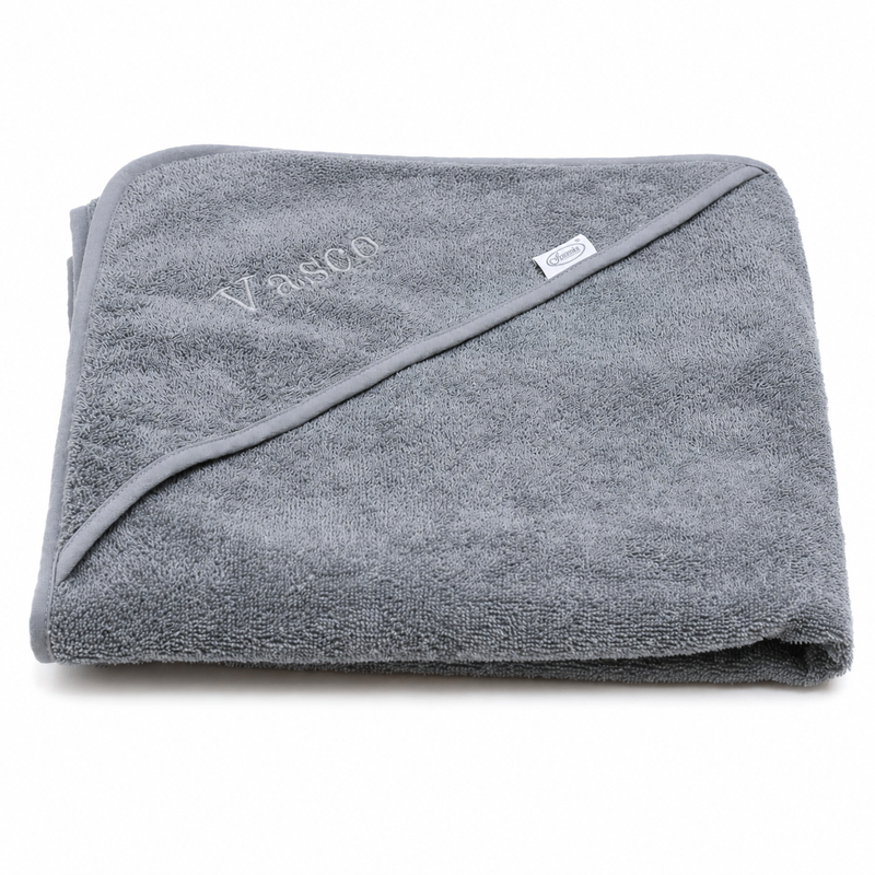 Badcape met naam - blauw