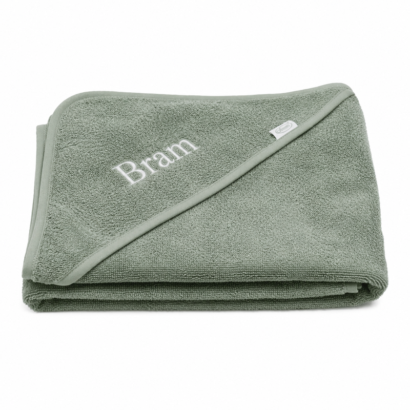 Badcape met naam - groen