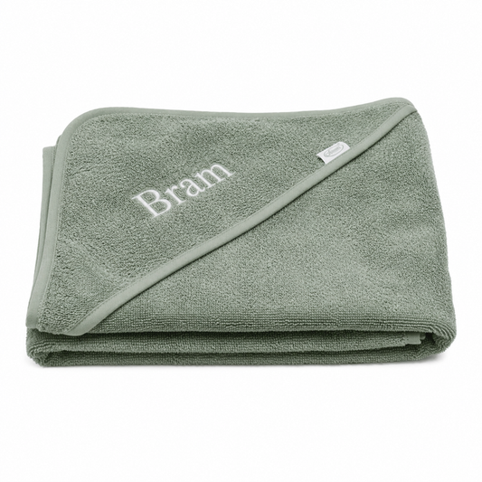 Badcape met naam - groen