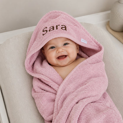 Badcape met naam - roze