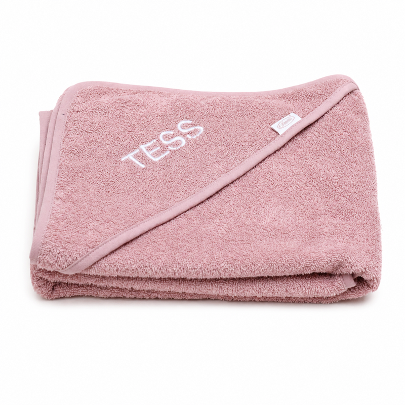 Badcape met naam - roze