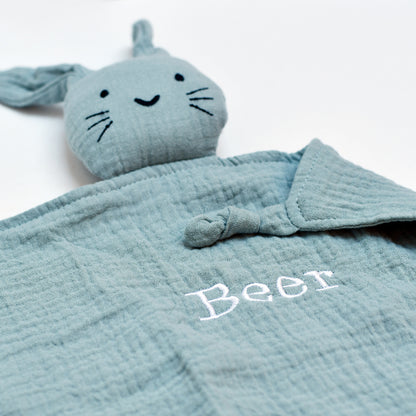 Hydrofiel knuffelkonijn met naam - groen