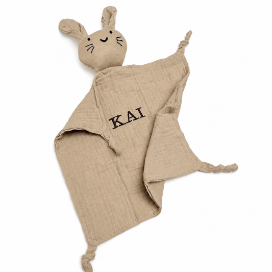 Hydrofiel knuffelkonijn met naam - beige