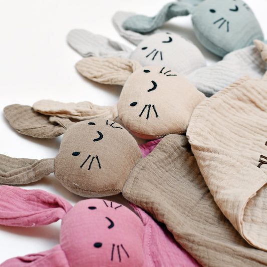 Hydrofiel knuffelkonijn met naam - beige