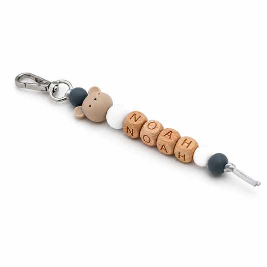 Sleutelhanger naam donker grijs muis