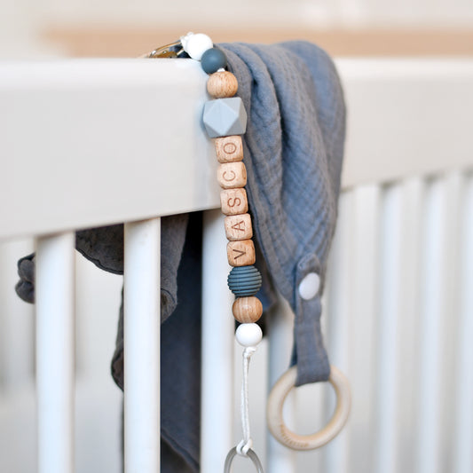 Hydrofiel knuffeldoekje met naam - blauw
