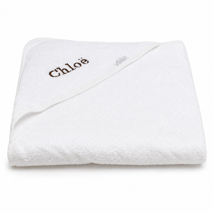 Badcape met naam - wit