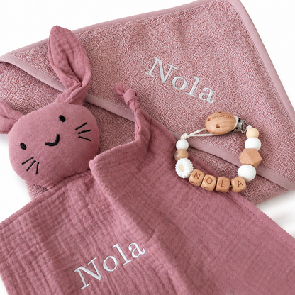 Badcape met naam - roze