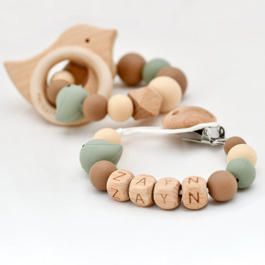 Speenkoord naam hout - bruin vogel