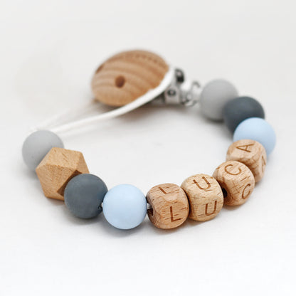 Speenkoord naam hout - licht blauw